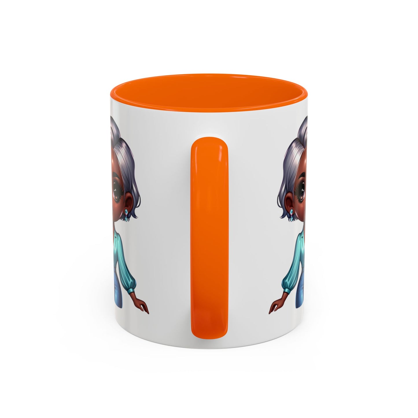 Aunty Vibes Coffee and Faith Filled Nutrition Facts Afrocentric White Mug with Contrasting Colors 11 oz