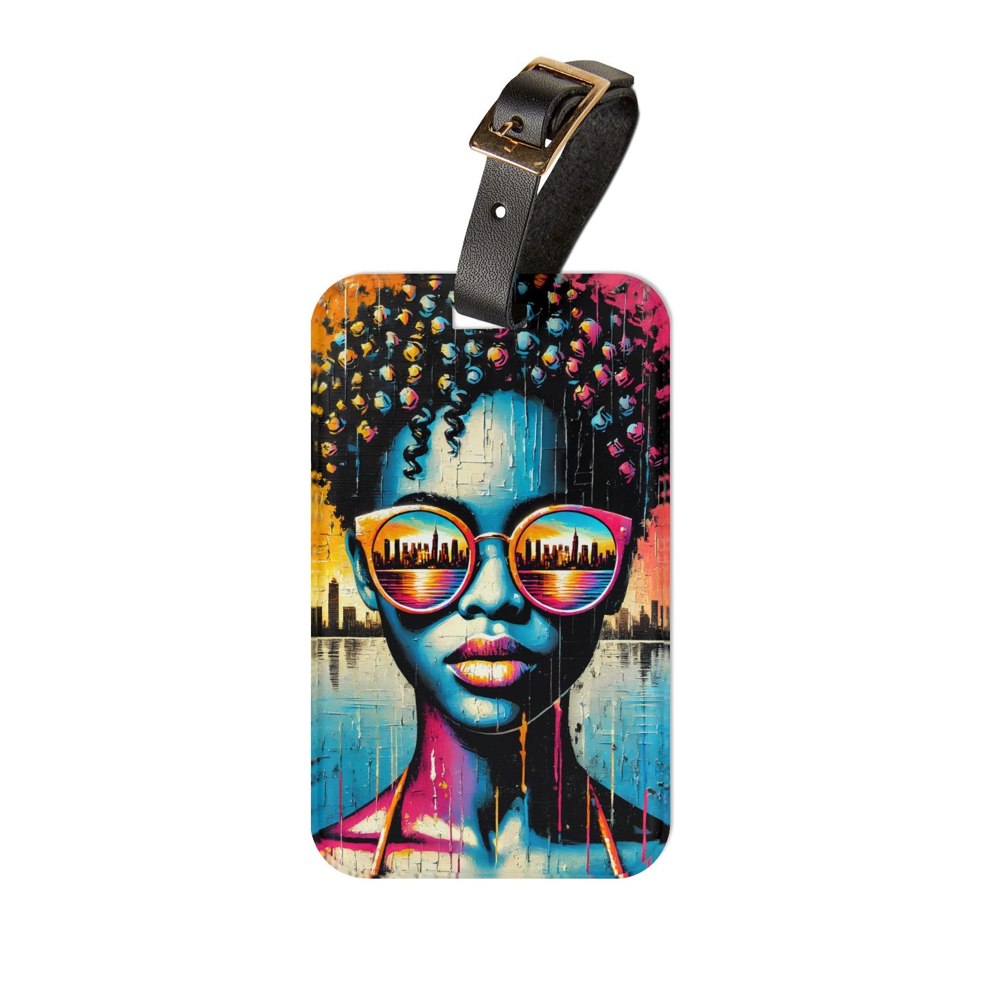 African American Luggage Tag featuring Electric Urban and Melanin Glow Luggage Accessory