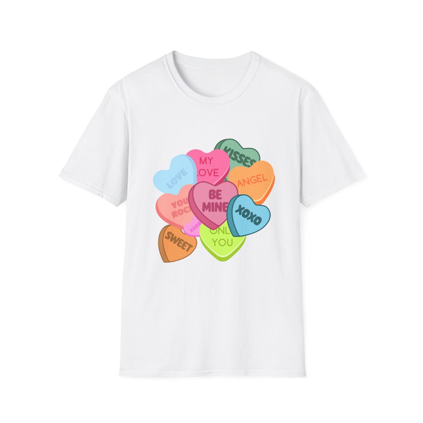 Valentine's Day Multi Colored Conversational Hearts T-Shirt