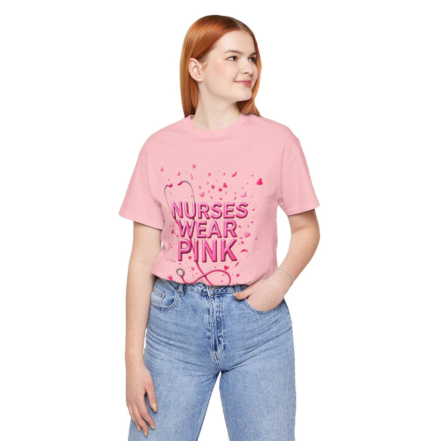 Nurses Wear Pink T-Shirt Breast Cancer Awareness Shirt for Nurses | Pink White Black Unisex