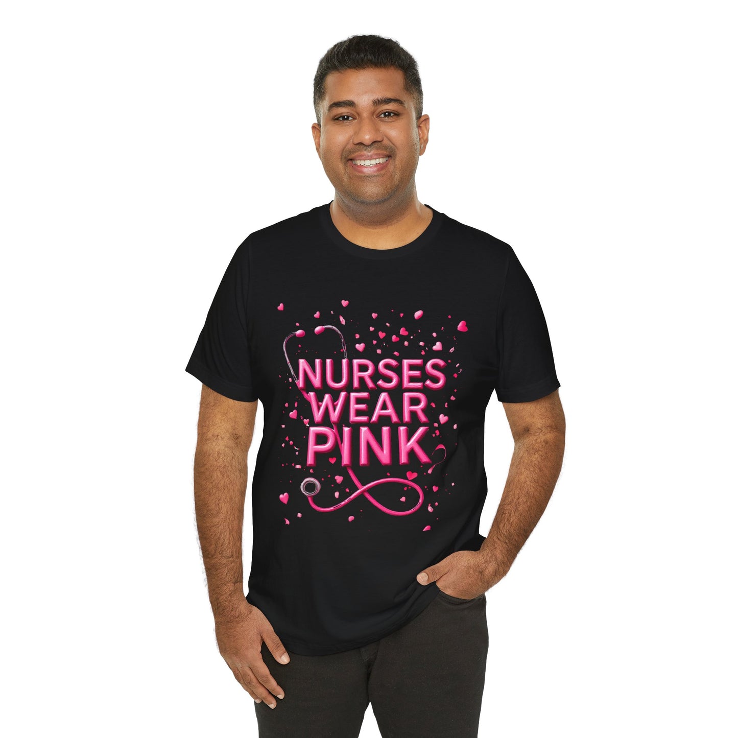 Nurses Wear Pink T-Shirt Breast Cancer Awareness Shirt for Nurses | Pink White Black Unisex
