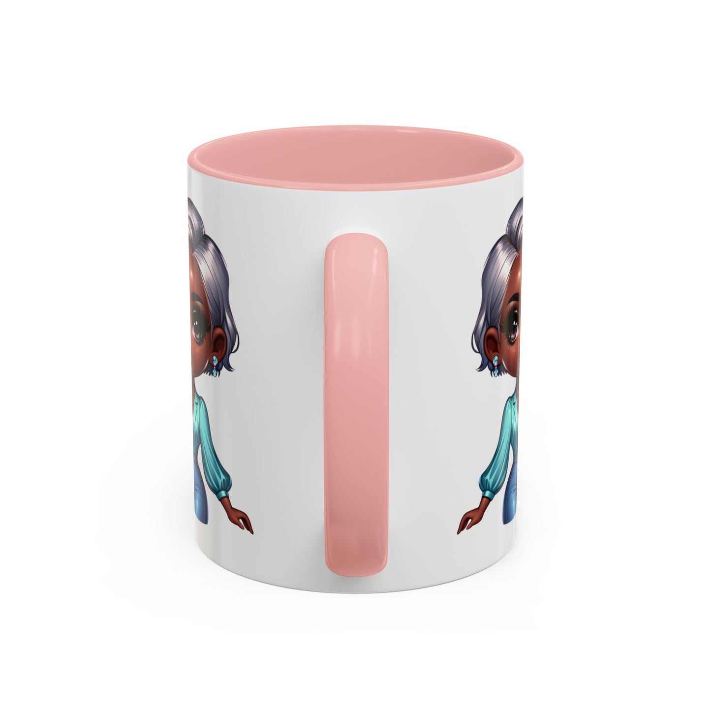 Aunty Vibes Coffee and Faith Filled Nutrition Facts Afrocentric White Mug with Contrasting Colors 11 oz