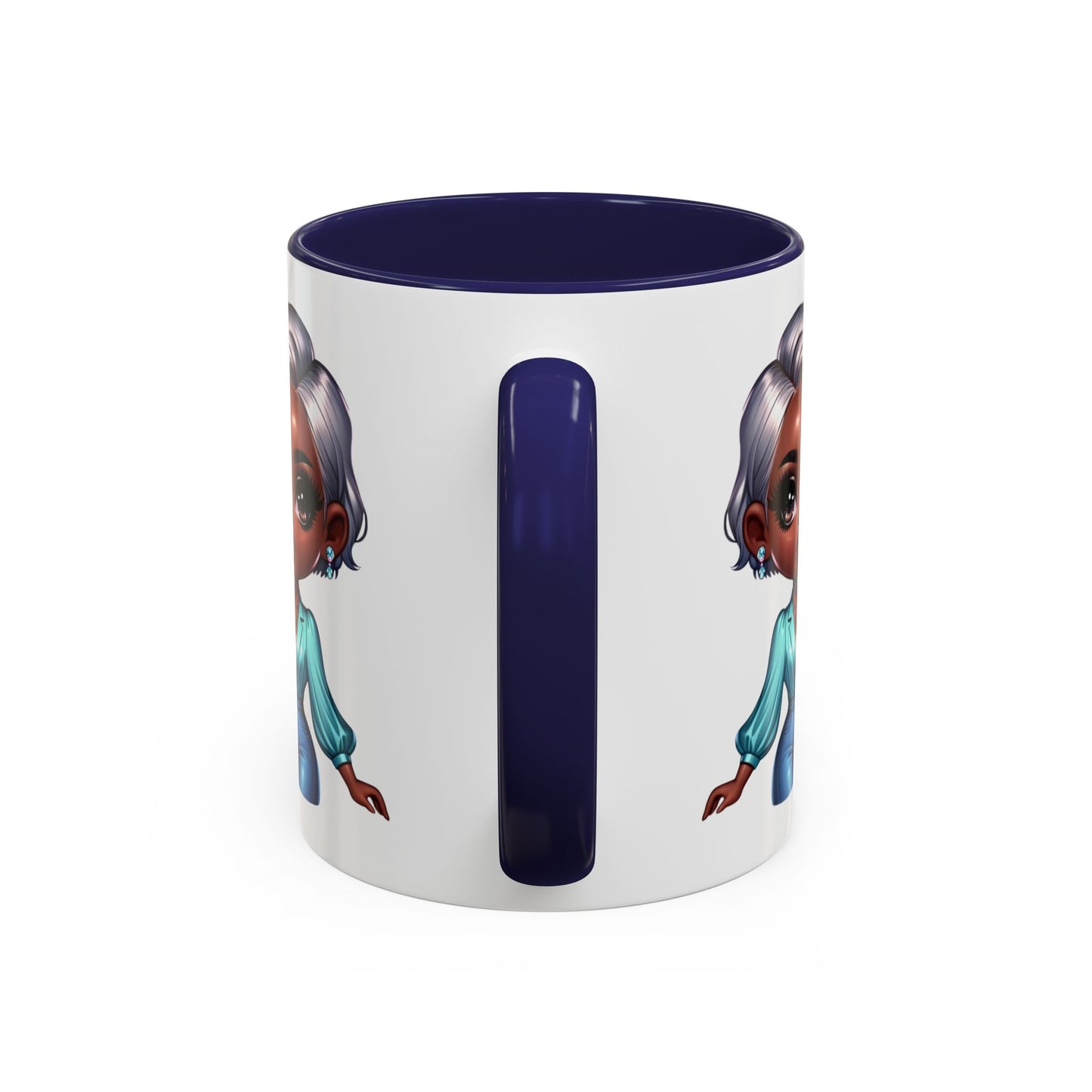 Aunty Vibes Coffee and Faith Filled Nutrition Facts Afrocentric White Mug with Contrasting Colors 11 oz