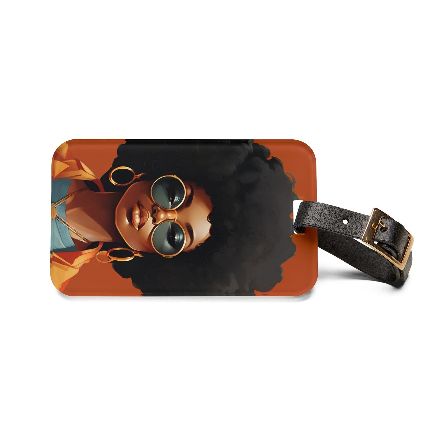 African American Luggage Tag featuring Afro Chic Bold Beautiful ad Unbothered Luggage Accssory