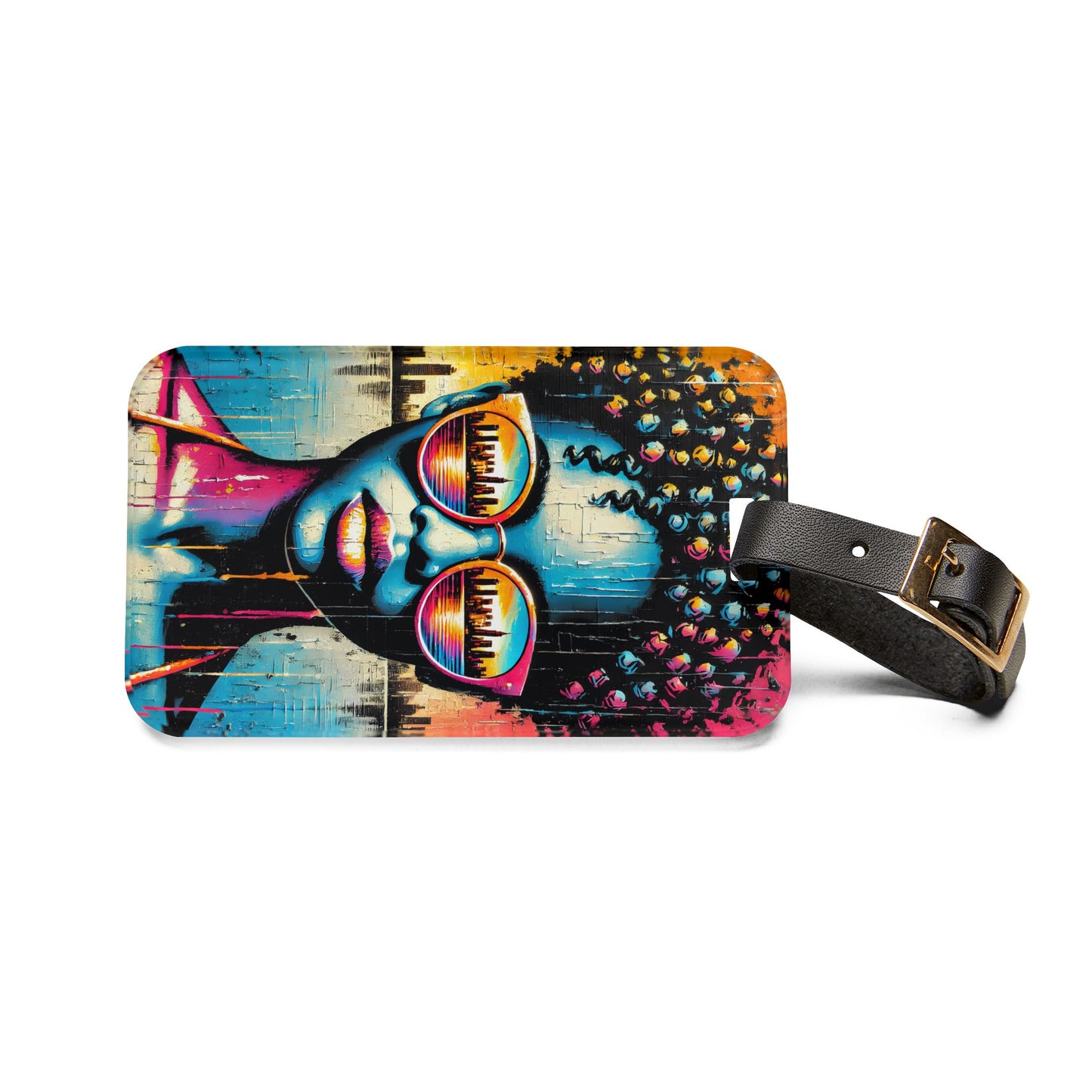 African American Luggage Tag featuring Electric Urban and Melanin Glow Luggage Accessory