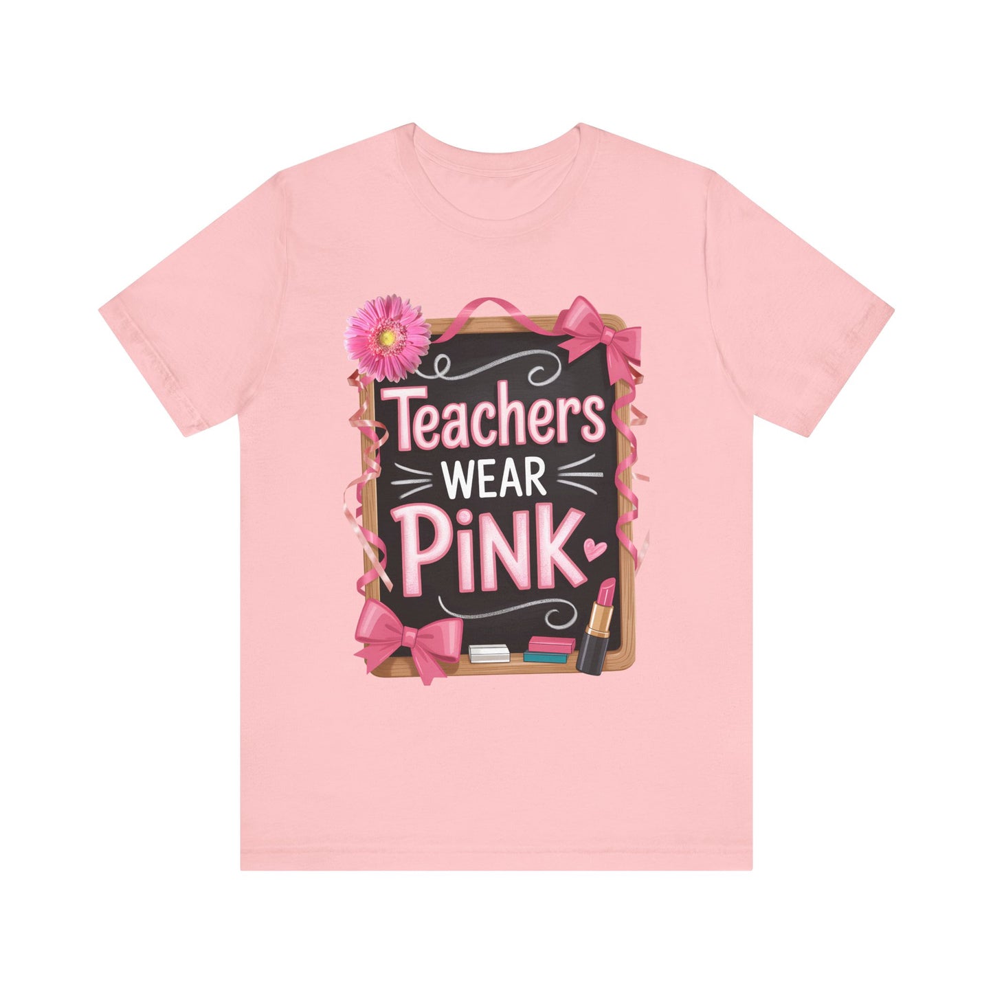 eachers Wear Pink Breast Cancer Awareness T-Shirt for Educators, Cute Pink Teacher Tee for October, Available in Pink, White, and Black