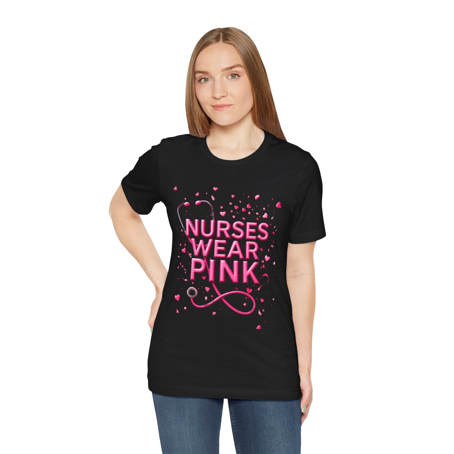 Nurses Wear Pink T-Shirt Breast Cancer Awareness Shirt for Nurses | Pink White Black Unisex