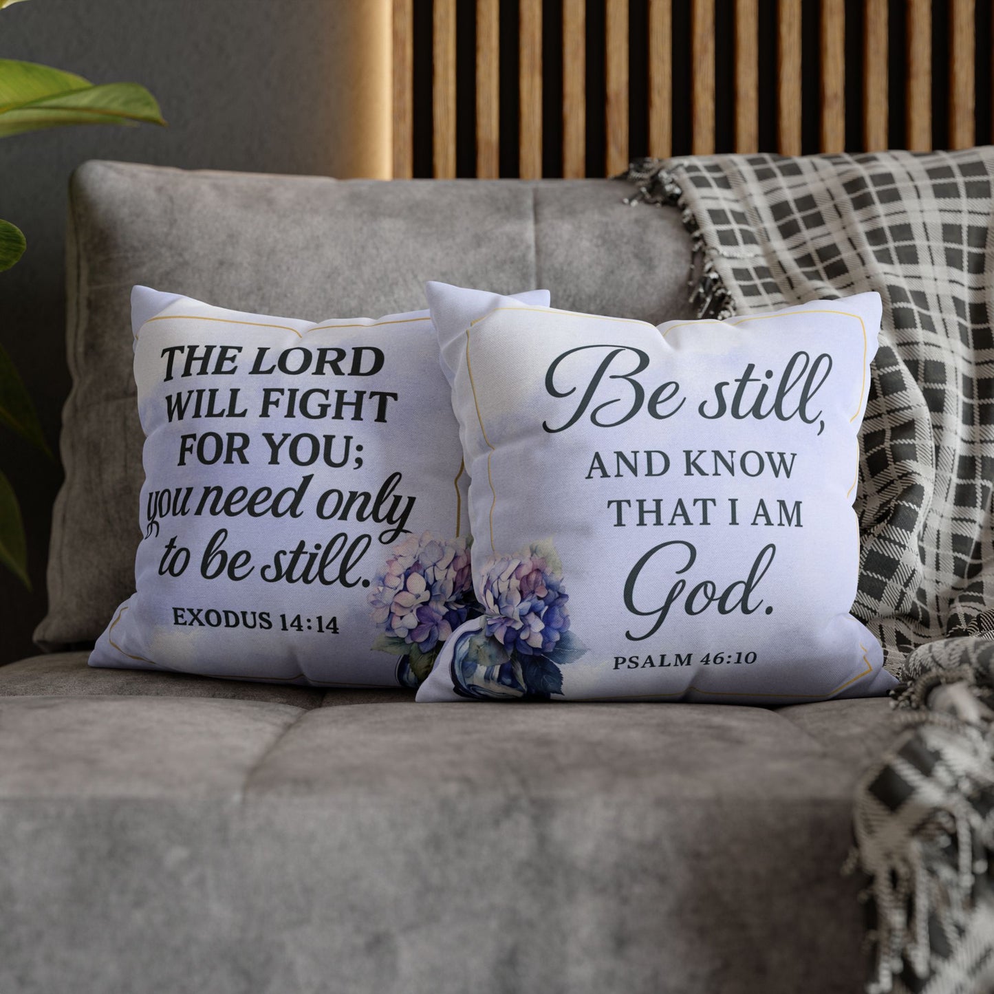Double-Sided Scripture Pillow – Be Still & Let God Fight | Psalm 46:10 & Exodus 14:14
