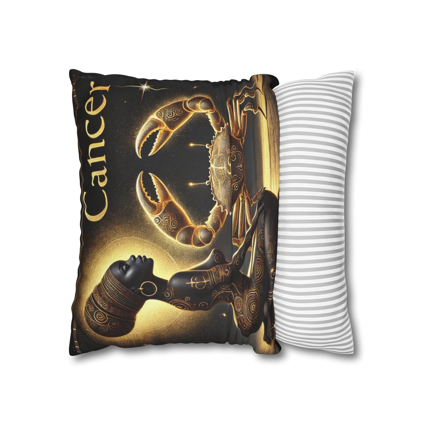 Cancer Zodiac Black and Gold Pillow Statement Piece Decor for Home