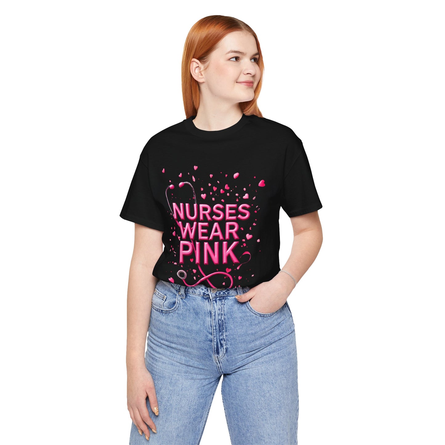 Nurses Wear Pink T-Shirt Breast Cancer Awareness Shirt for Nurses | Pink White Black Unisex