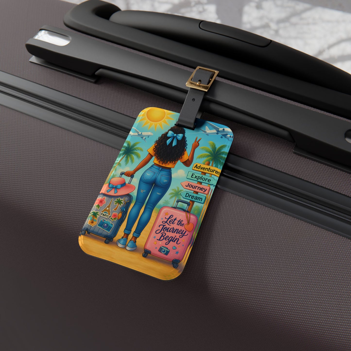 Let the Journey Begin Luggage Tag – AfroJetSet Travel Art for Black Women