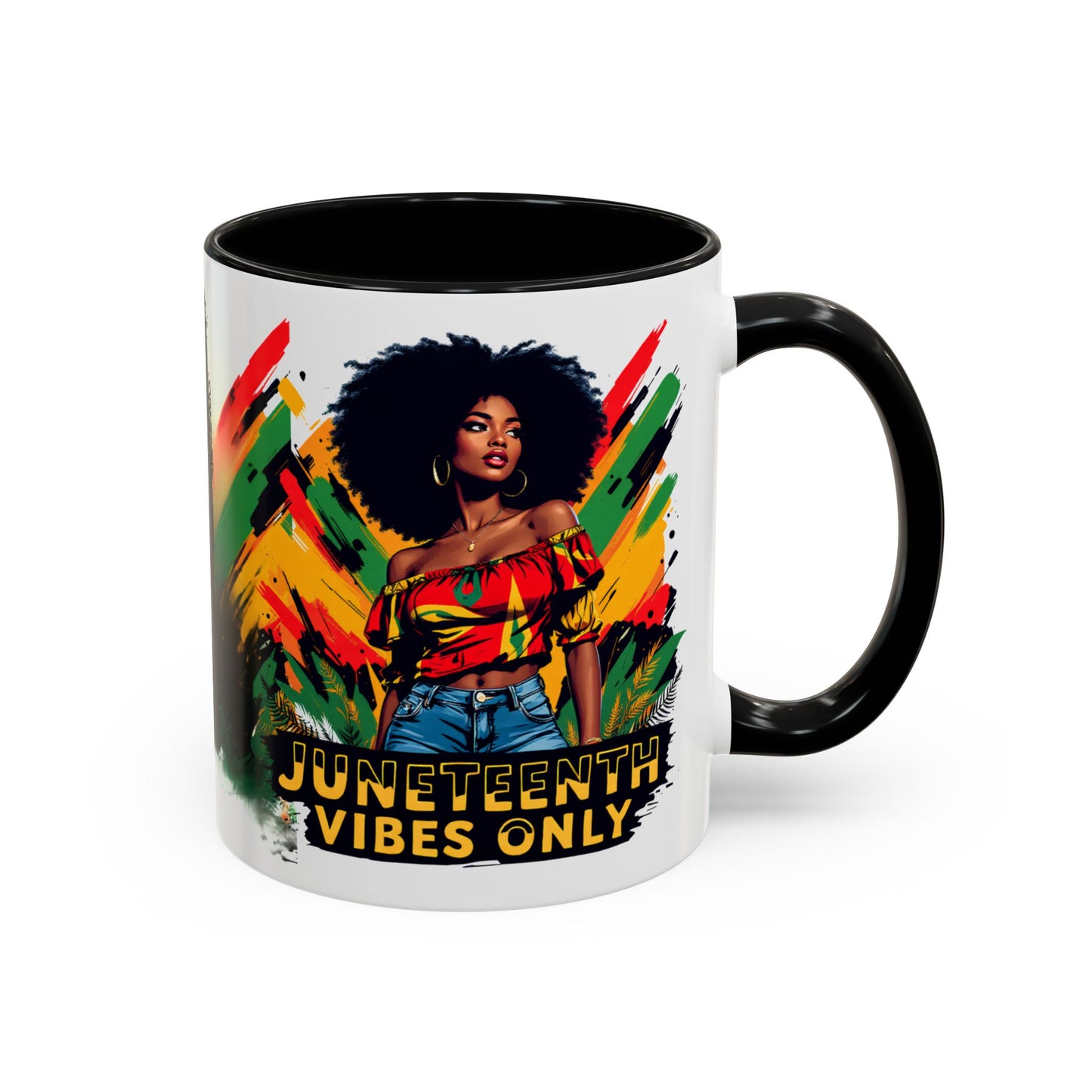 Juneteenth 1865 Freedom Day Vibes Only Accent Coffee Mug - 11oz