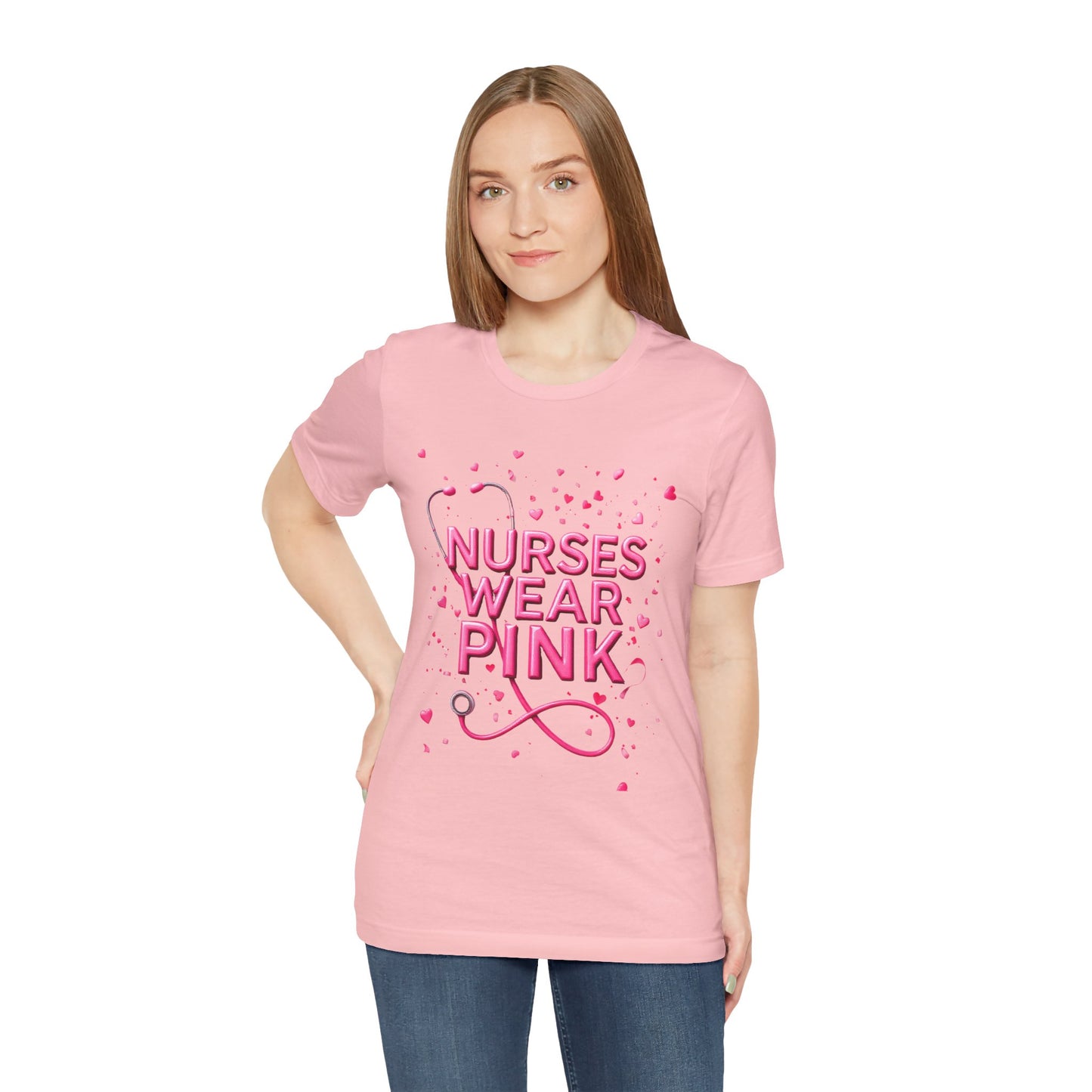 Nurses Wear Pink T-Shirt Breast Cancer Awareness Shirt for Nurses | Pink White Black Unisex