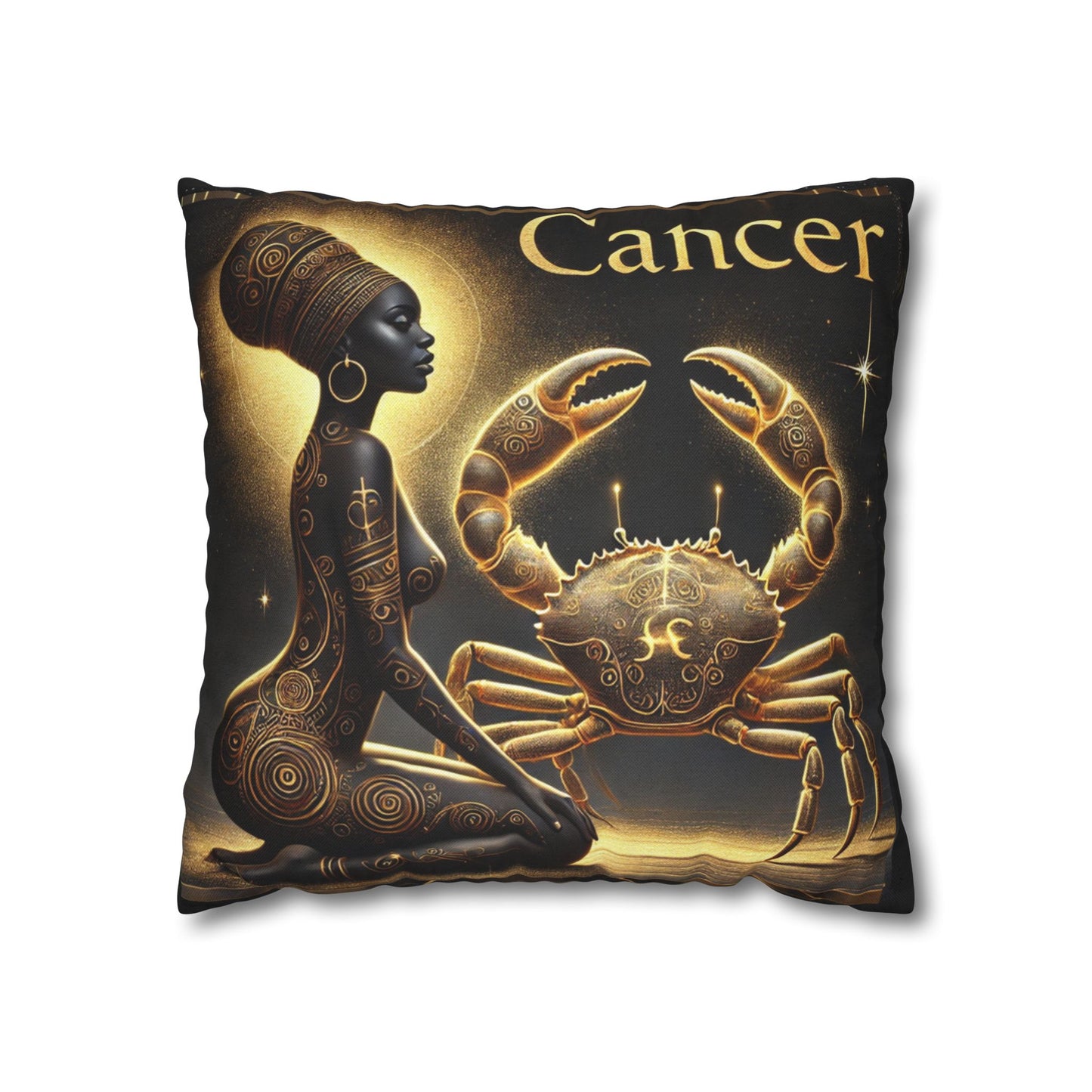 Cancer Zodiac Black and Gold Pillow Statement Piece Decor for Home