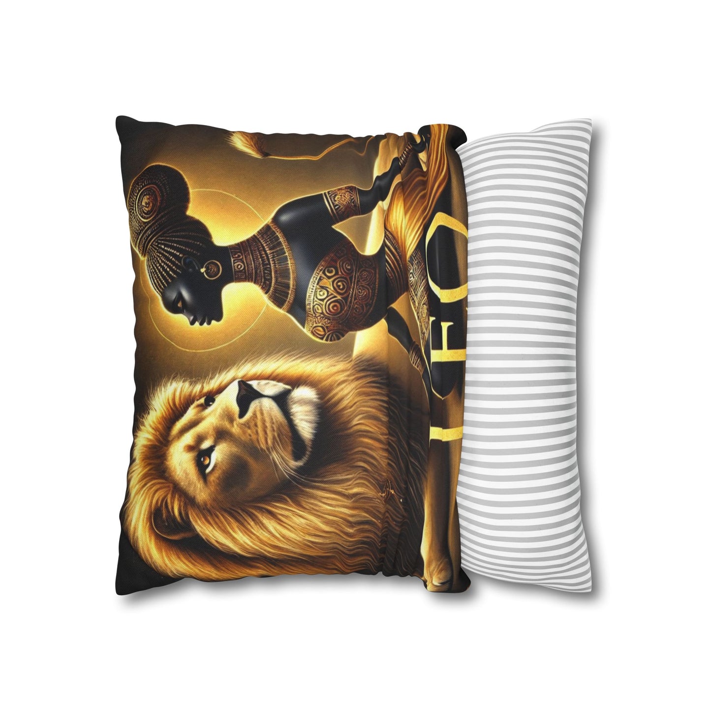 Leo the Lion Zodiac Black and Gold Luxury Pillow Decor