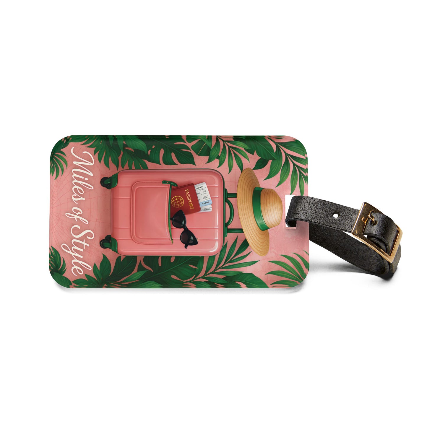 Tropical Pink and Green Luggage Tag - Miles of Style