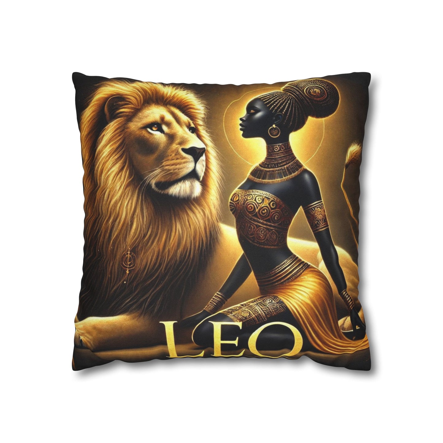 Leo the Lion Zodiac Black and Gold Luxury Pillow Decor