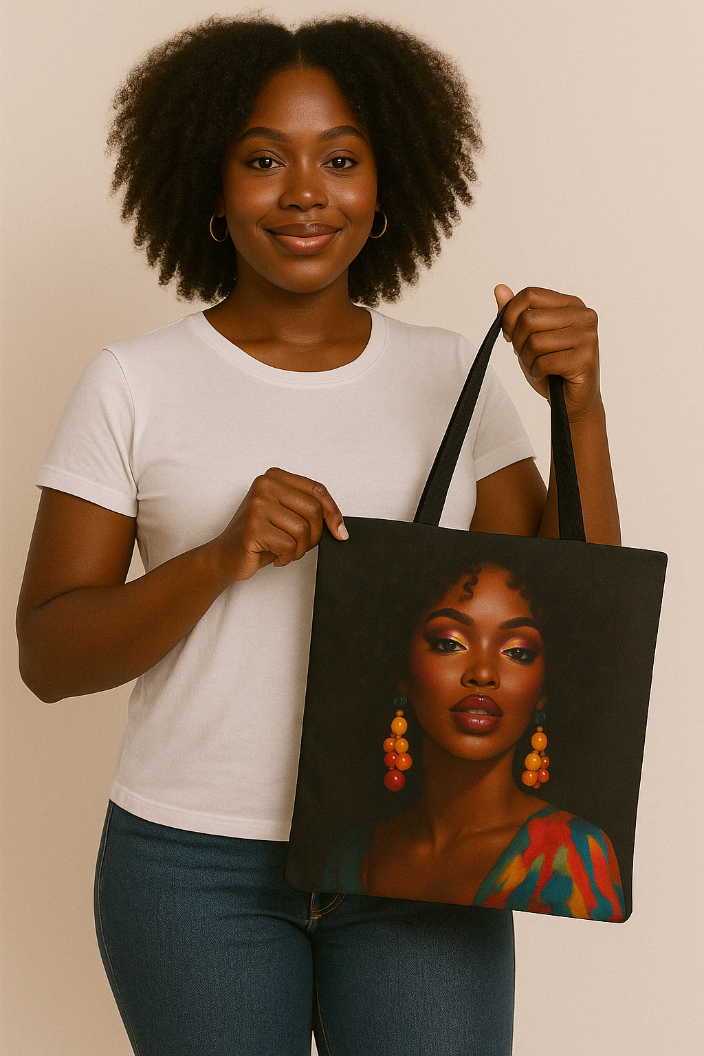 She Is the Art Portrait Afrocentric Tote Bag - Stylish & Chic for Everyday Use