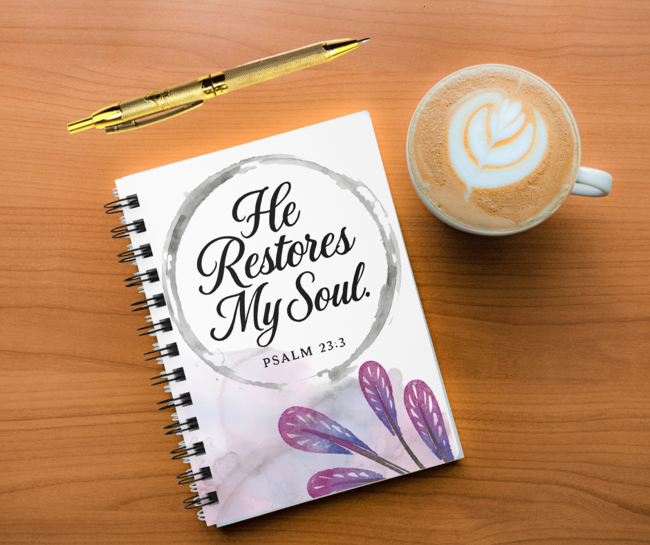 He Restores My Soul - Elegant Watercolor Floral Christian Spiritual Journal Psalm