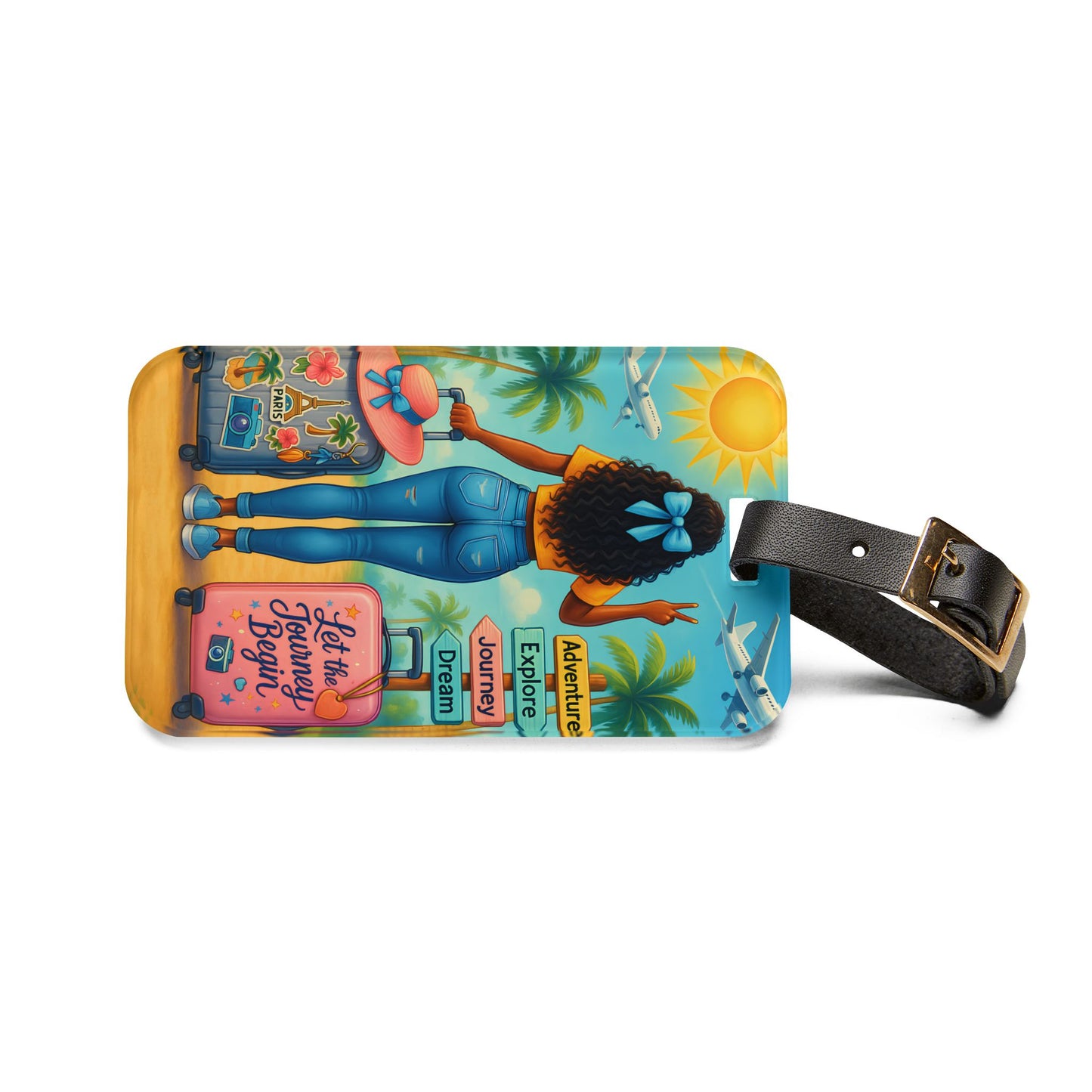 Let the Journey Begin Luggage Tag – AfroJetSet Travel Art for Black Women