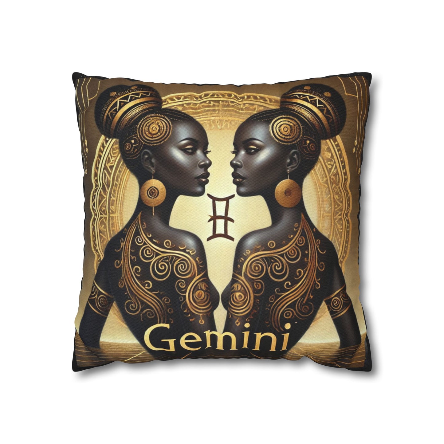 Gemini Luxury Black and Gold Zodiac Pillow Home Décor