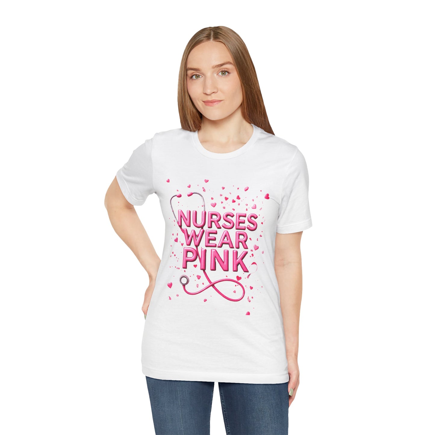 Nurses Wear Pink T-Shirt Breast Cancer Awareness Shirt for Nurses | Pink White Black Unisex