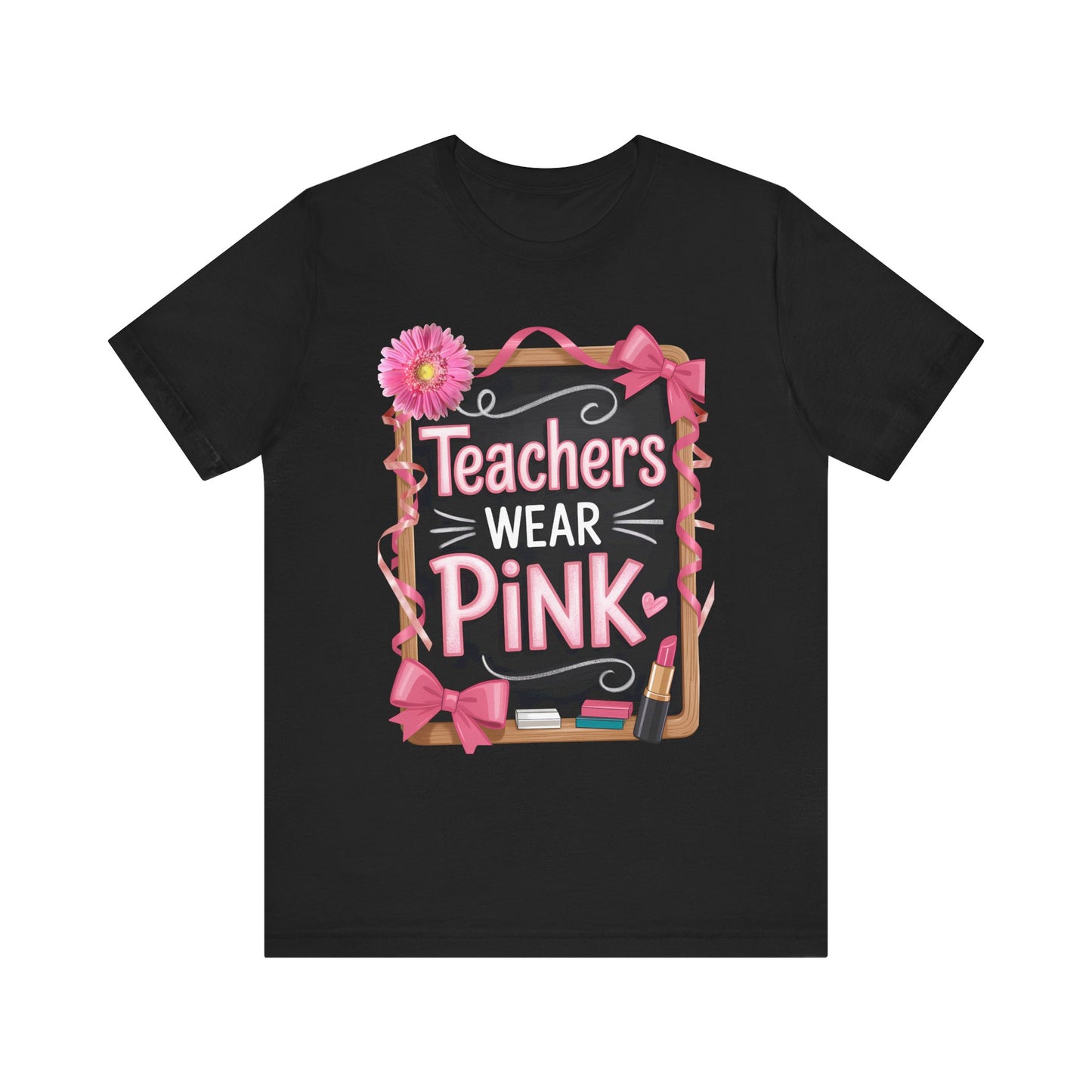 eachers Wear Pink Breast Cancer Awareness T-Shirt for Educators, Cute Pink Teacher Tee for October, Available in Pink, White, and Black
