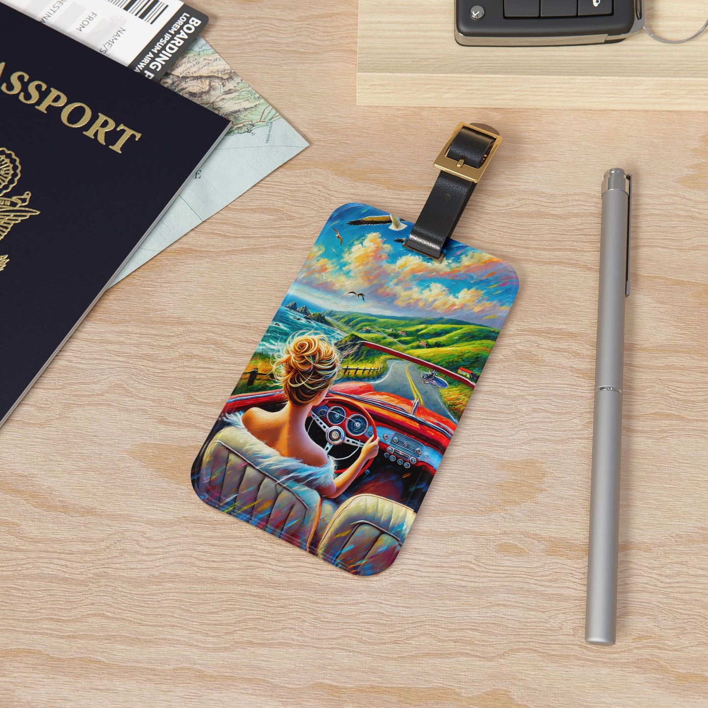Luggage Tag Vibrant Beach Road Vacation Trip Luggage Accessory