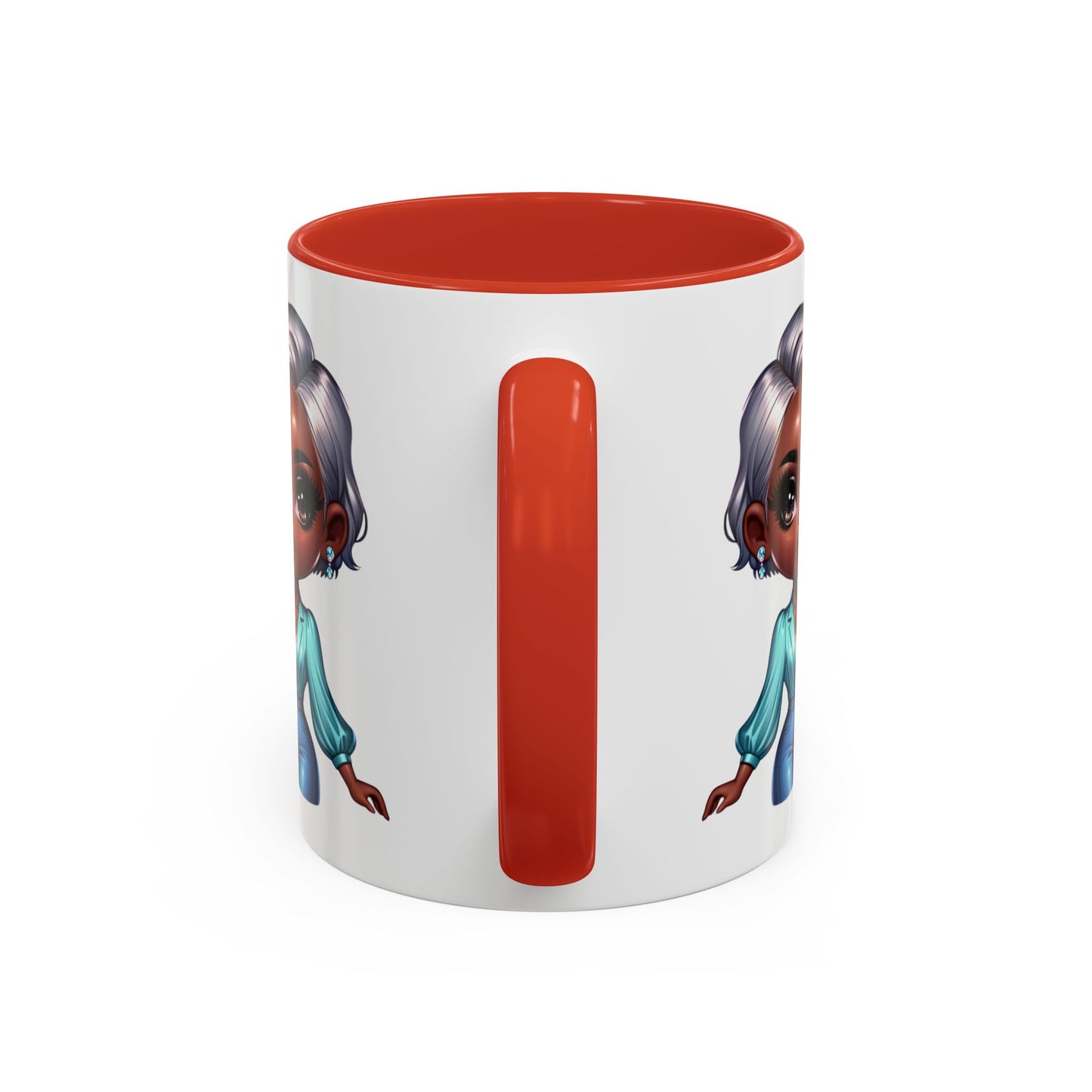 Aunty Vibes Coffee and Faith Filled Nutrition Facts Afrocentric White Mug with Contrasting Colors 11 oz