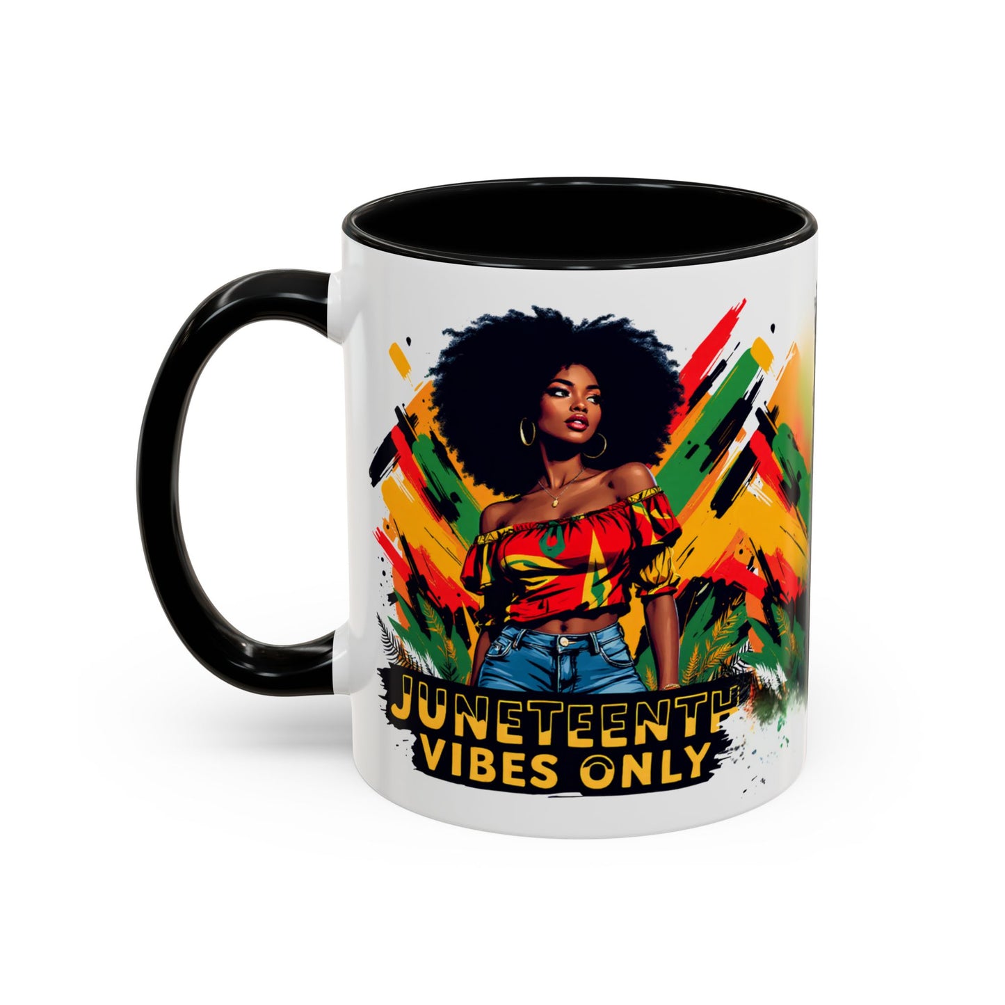 Juneteenth 1865 Freedom Day Vibes Only Accent Coffee Mug - 11oz