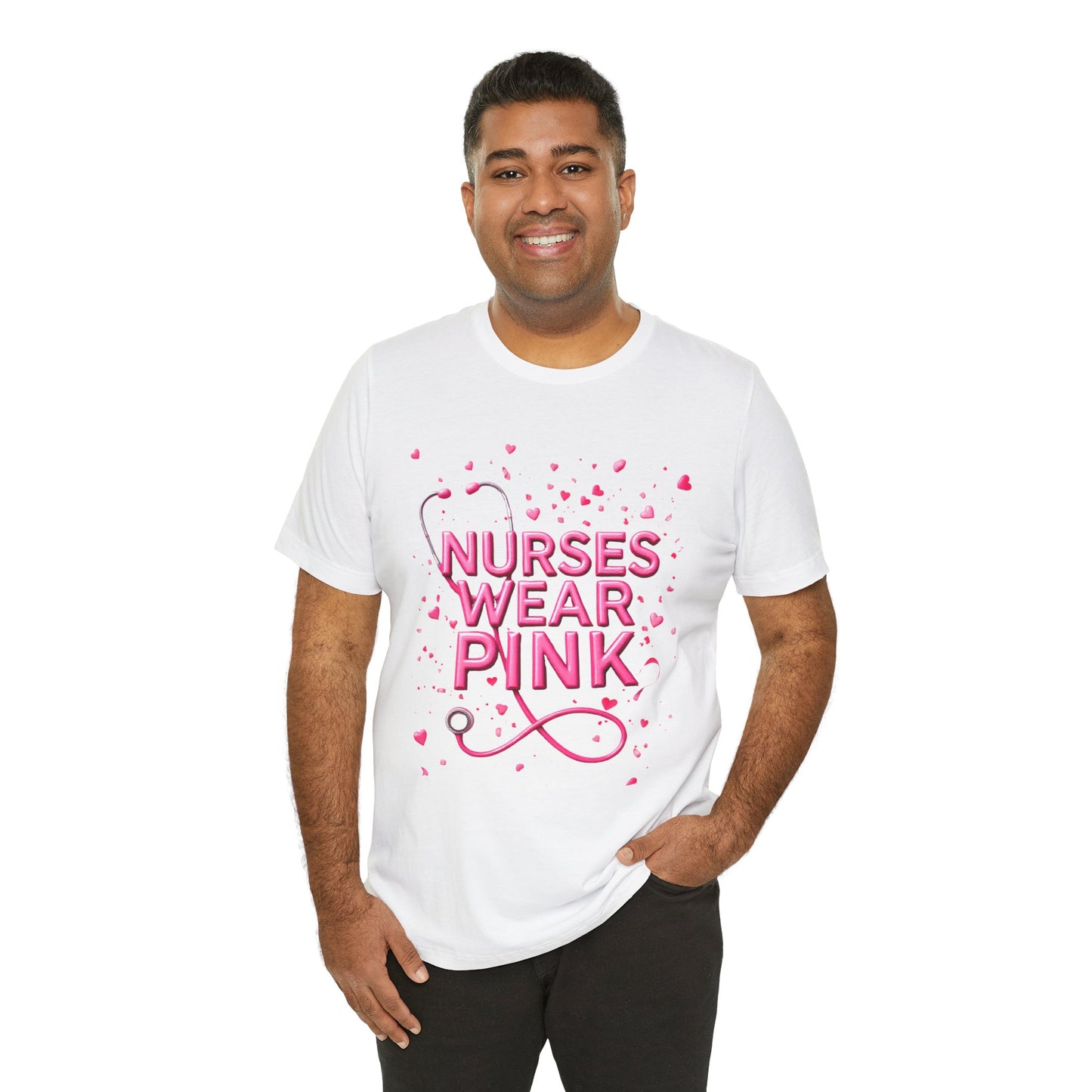 Nurses Wear Pink T-Shirt Breast Cancer Awareness Shirt for Nurses | Pink White Black Unisex