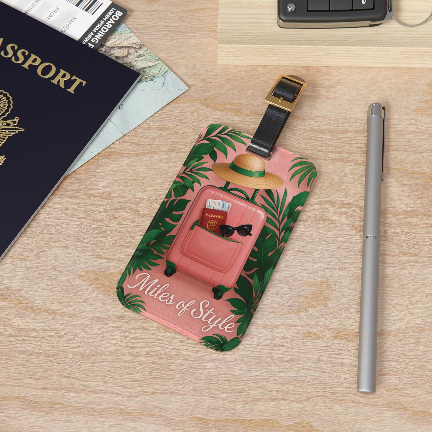 Tropical Pink and Green Luggage Tag - Miles of Style