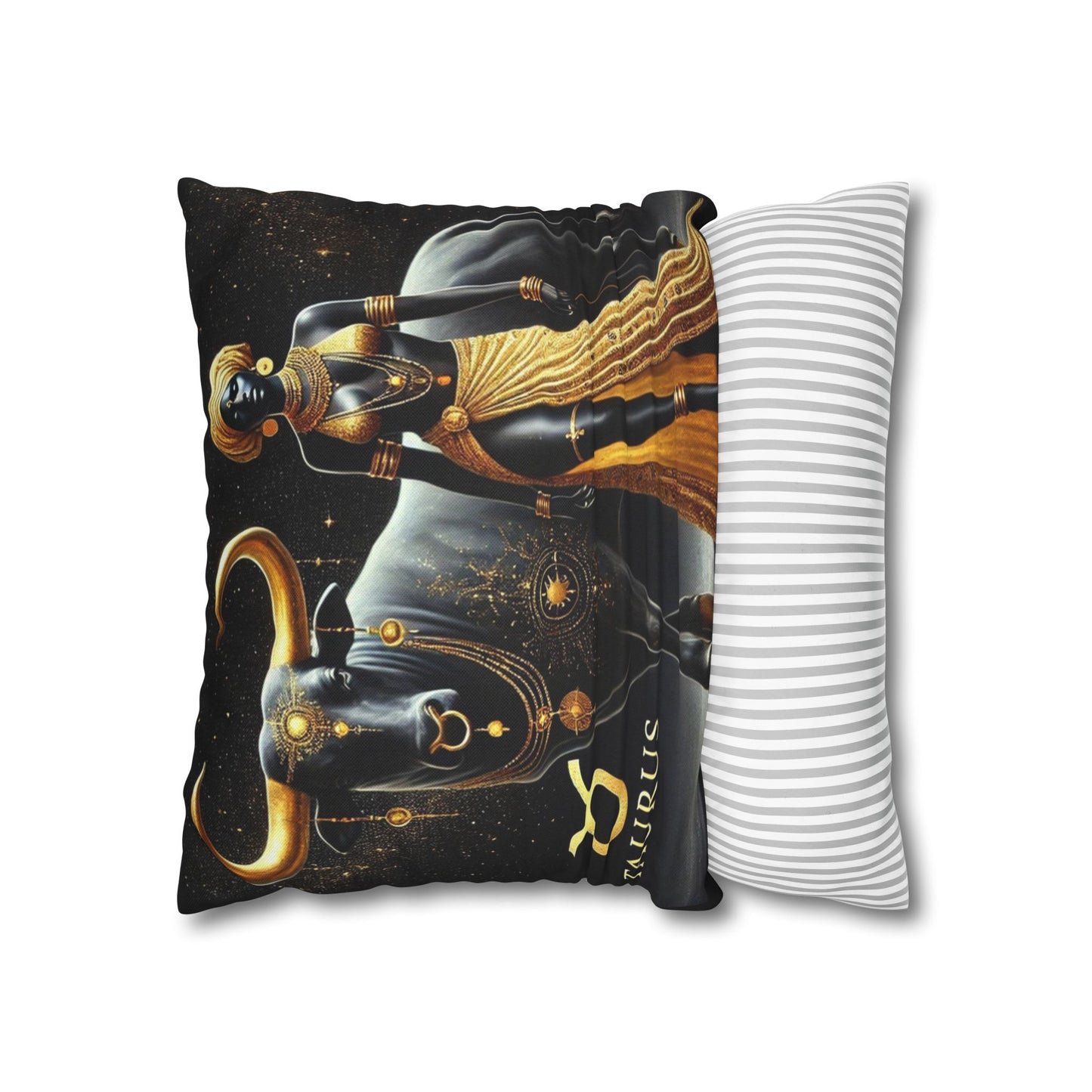 African Queen and Taurus The Bull Zodiac Statement Piece Pillowl for Home Decor