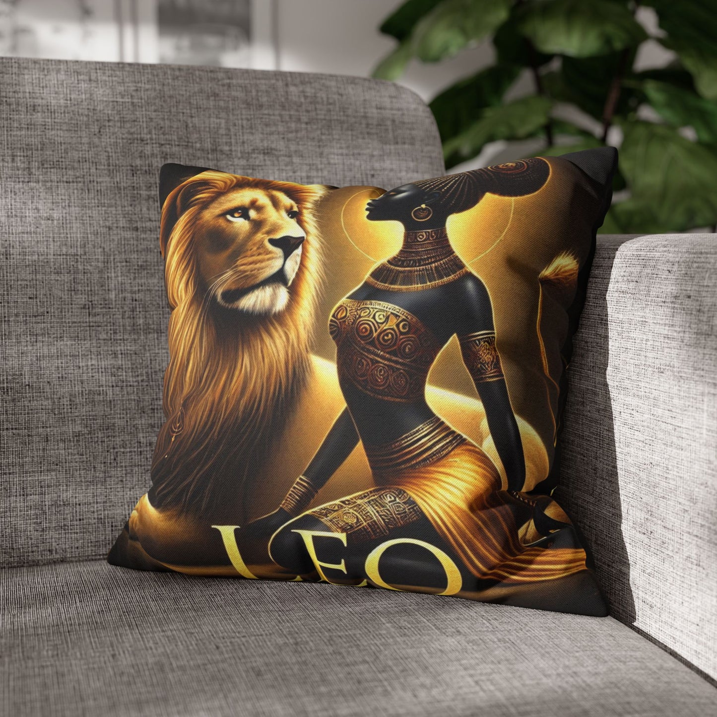 Leo the Lion Zodiac Black and Gold Luxury Pillow Decor