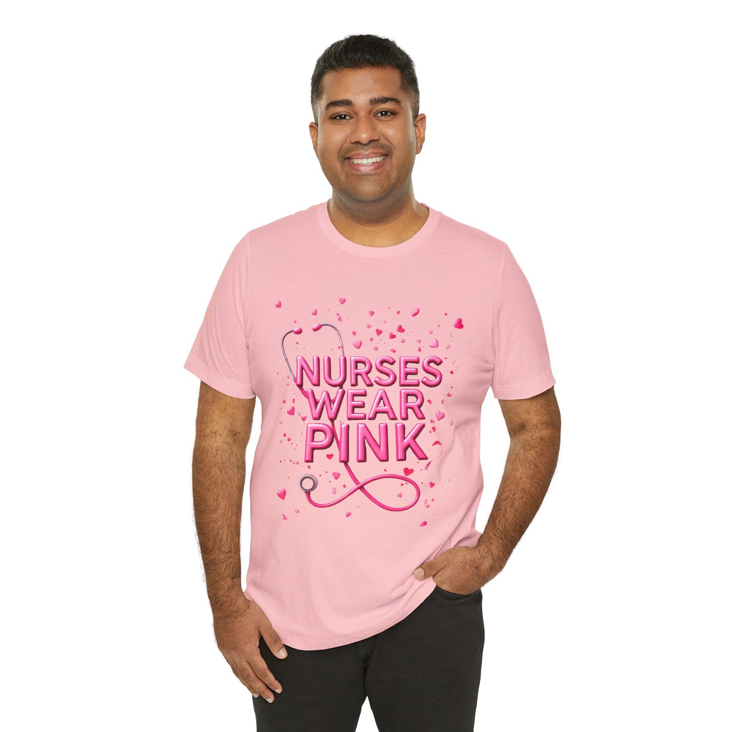 Nurses Wear Pink T-Shirt Breast Cancer Awareness Shirt for Nurses | Pink White Black Unisex