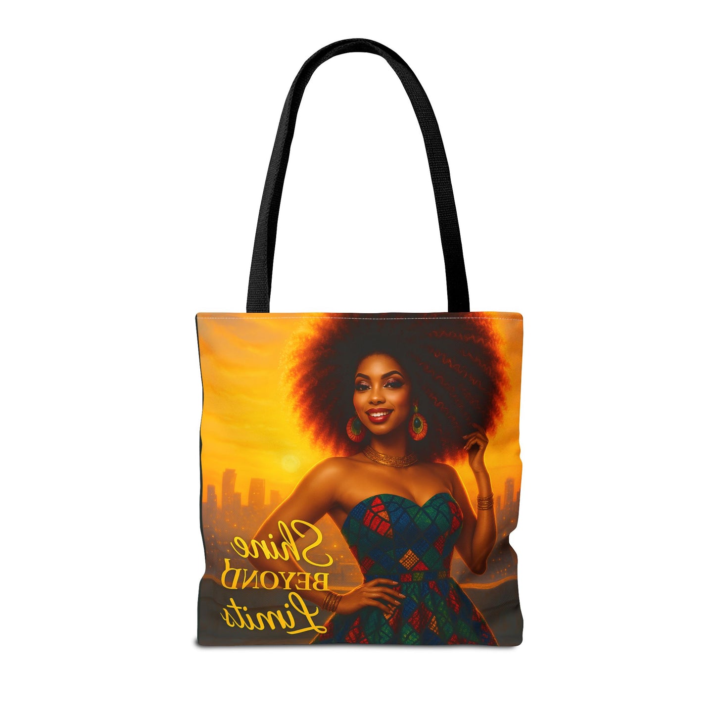 Shine Beyond Limits - Bold, Beautiful, Unstoppable Afro Majesty at Sunrise Tote Bag