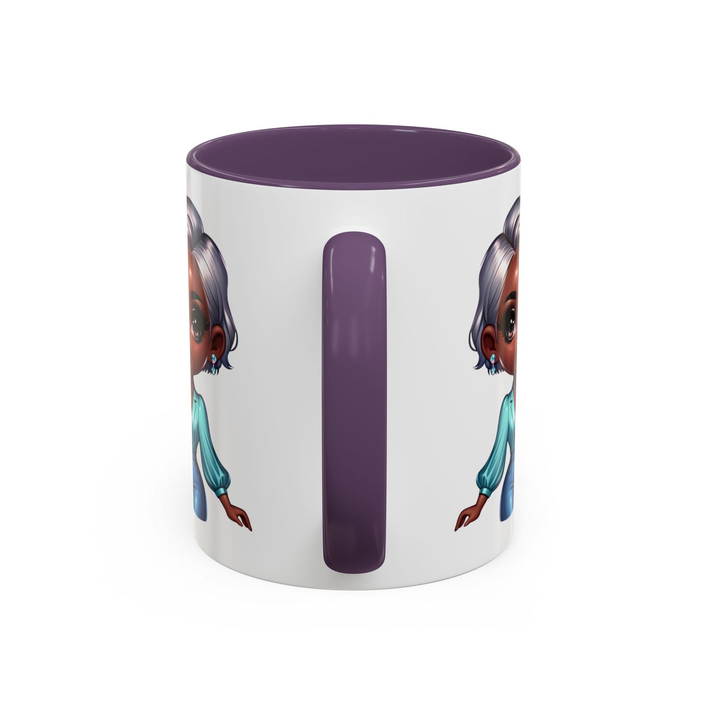 Aunty Vibes Coffee and Faith Filled Nutrition Facts Afrocentric White Mug with Contrasting Colors 11 oz
