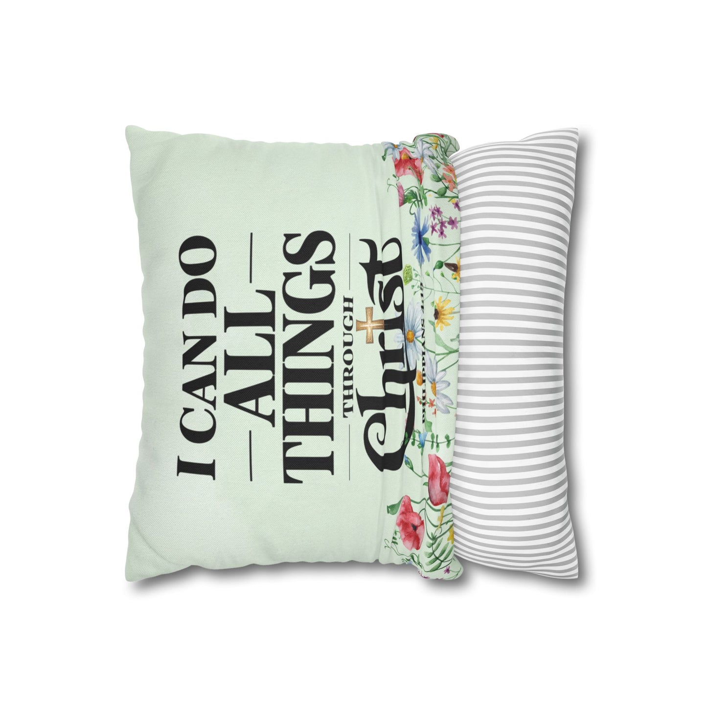 Double-Sided Scripture Pillow – "I Can Do All Things" & "The Lord Is My Strength" | Inspirational Bible Verse DecoR