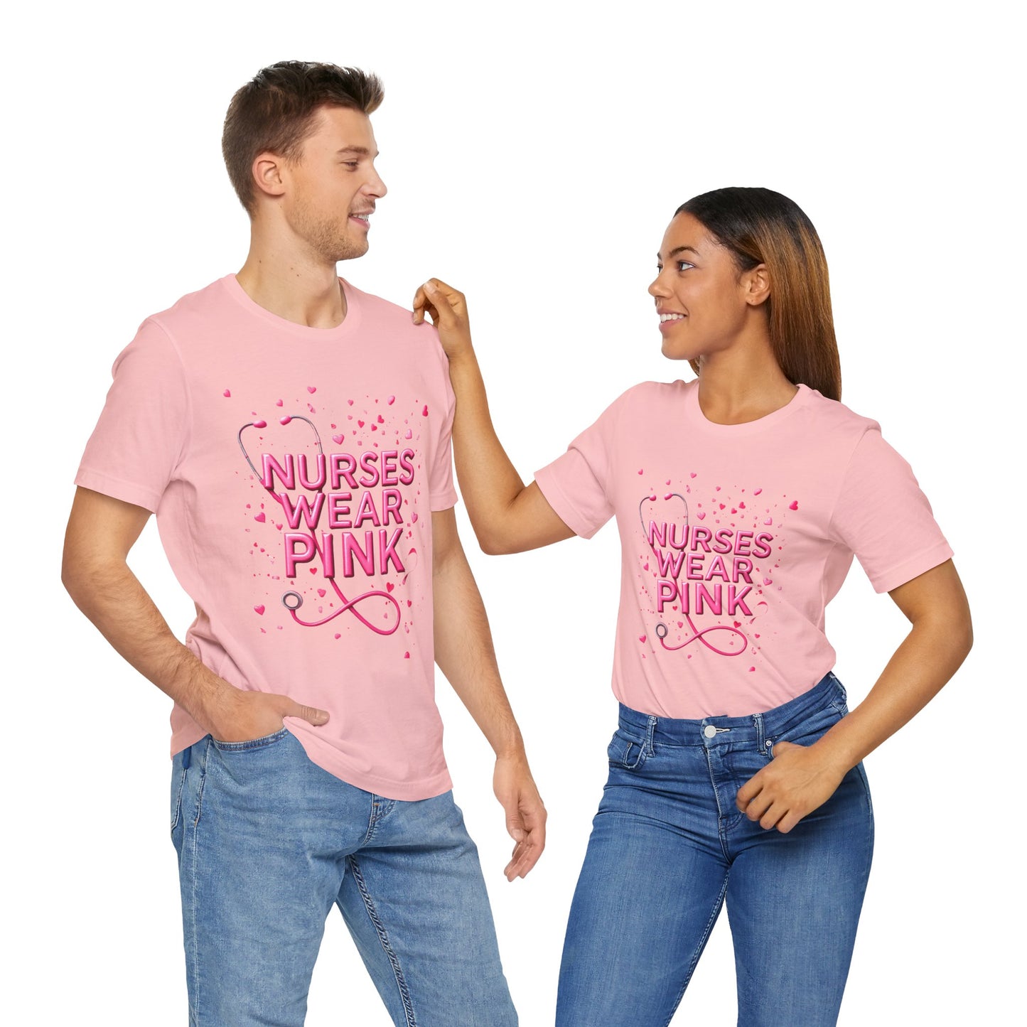 Nurses Wear Pink T-Shirt Breast Cancer Awareness Shirt for Nurses | Pink White Black Unisex