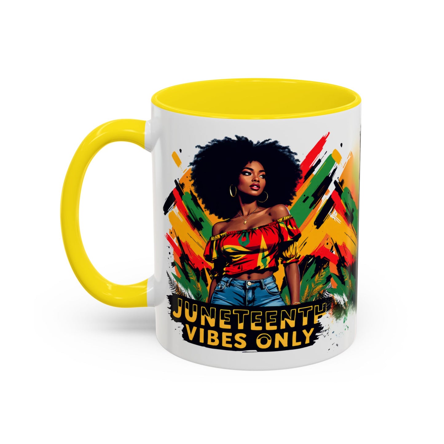 Juneteenth 1865 Freedom Day Vibes Only Accent Coffee Mug - 11oz