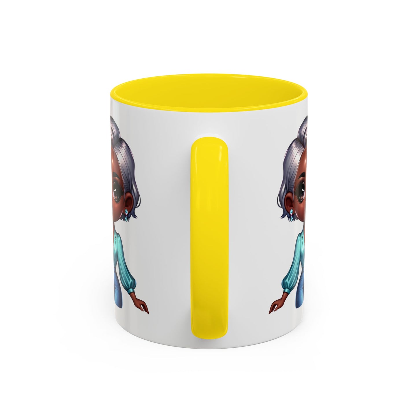 Aunty Vibes Coffee and Faith Filled Nutrition Facts Afrocentric White Mug with Contrasting Colors 11 oz