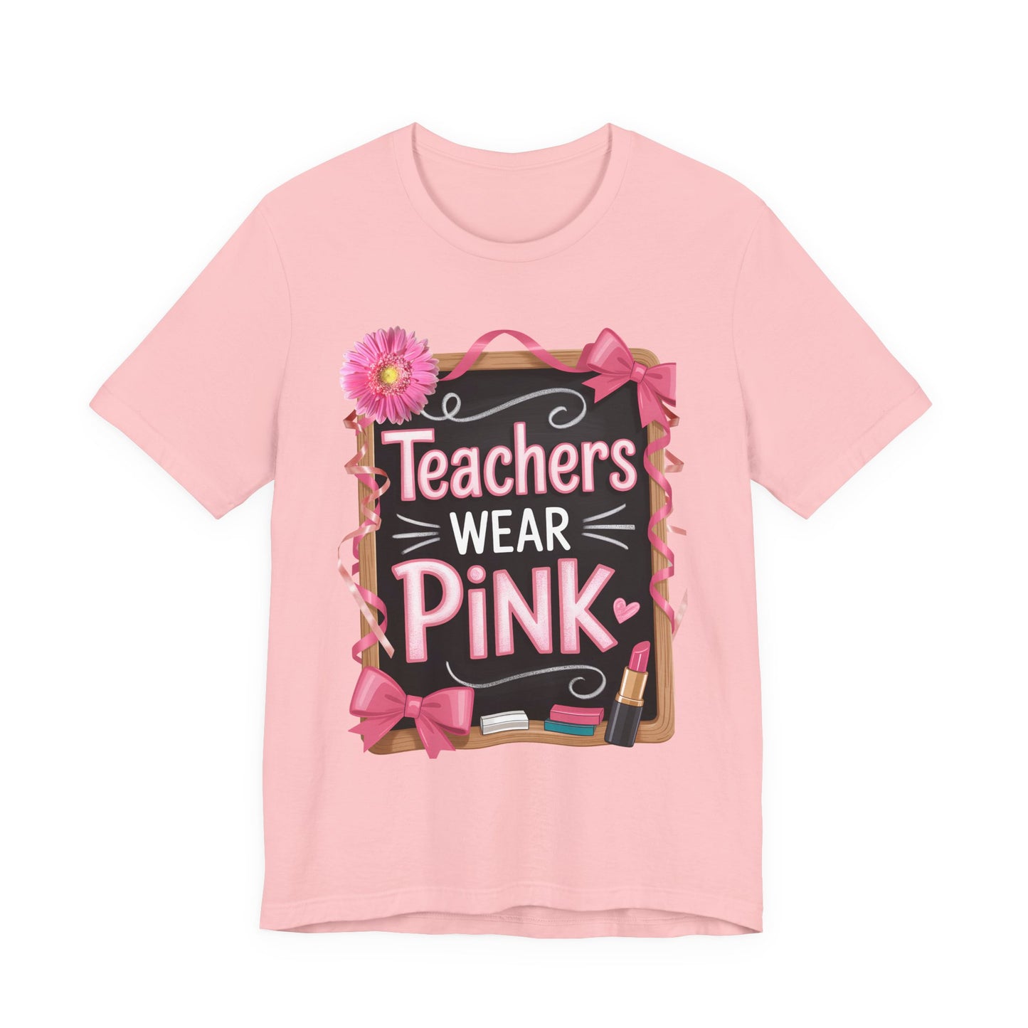 eachers Wear Pink Breast Cancer Awareness T-Shirt for Educators, Cute Pink Teacher Tee for October, Available in Pink, White, and Black