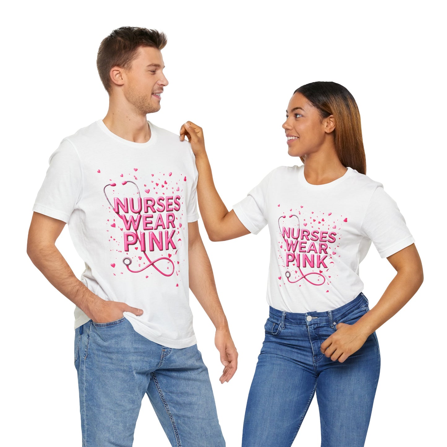 Nurses Wear Pink T-Shirt Breast Cancer Awareness Shirt for Nurses | Pink White Black Unisex