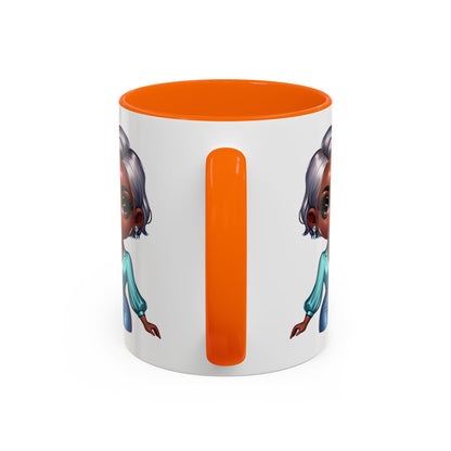 Aunty Vibes Coffee and Faith Filled Nutrition Facts Afrocentric White Mug with Contrasting Colors 11 oz