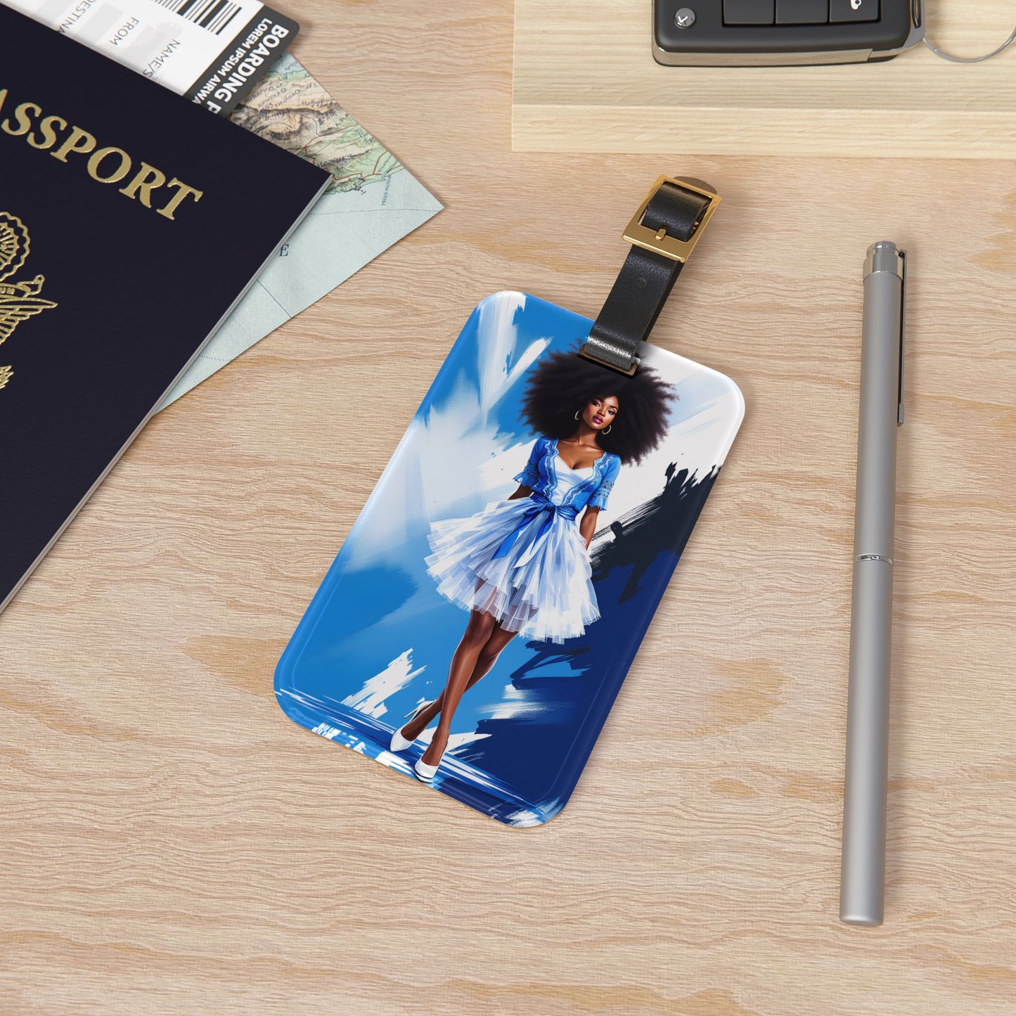 Chic Afro-Beauty Luggage Tag - Stylish Travel Accessory for Fashion Enthusiasts