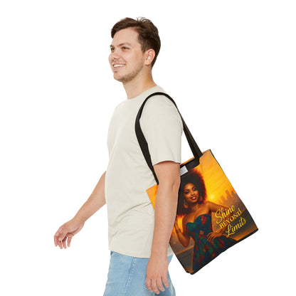 Shine Beyond Limits - Bold, Beautiful, Unstoppable Afro Majesty at Sunrise Tote Bag