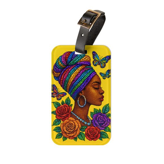 Colorful African Woman Luggage Tag - Vibrant Travel Accessory for Wanderers