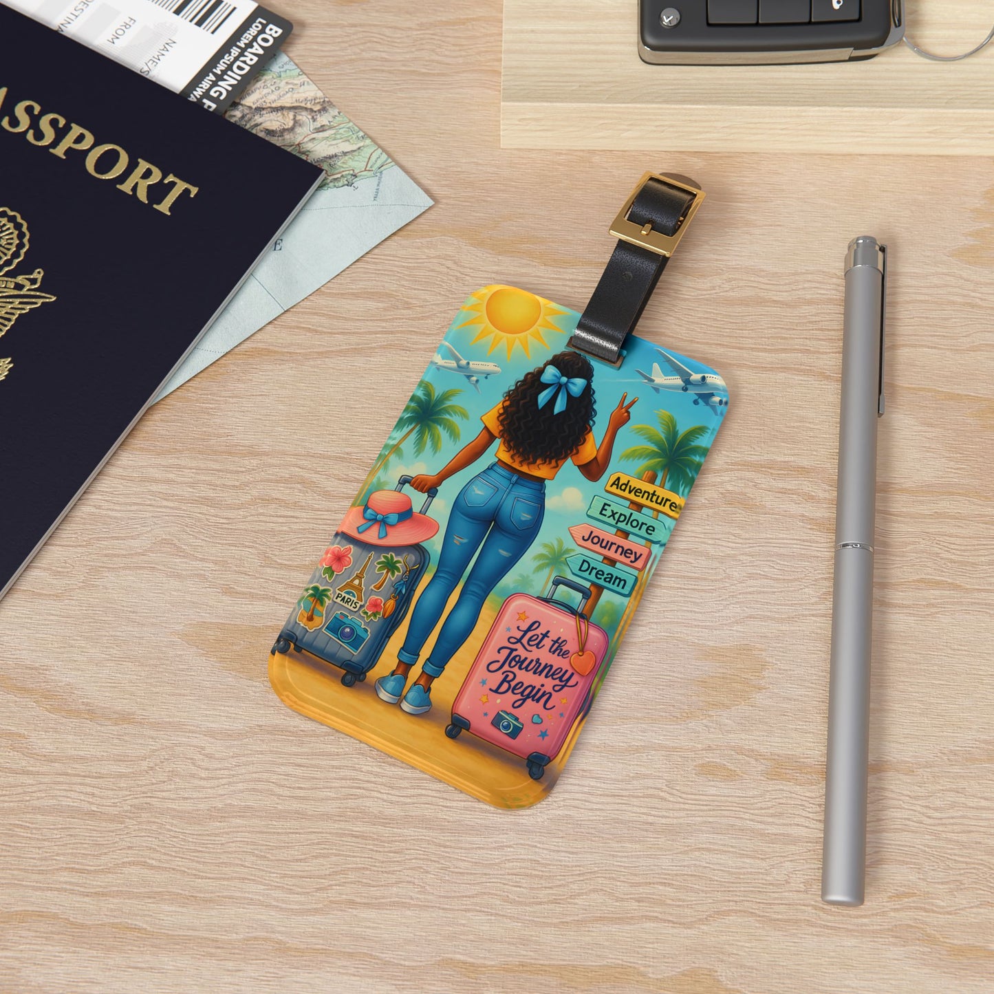 Let the Journey Begin Luggage Tag – AfroJetSet Travel Art for Black Women