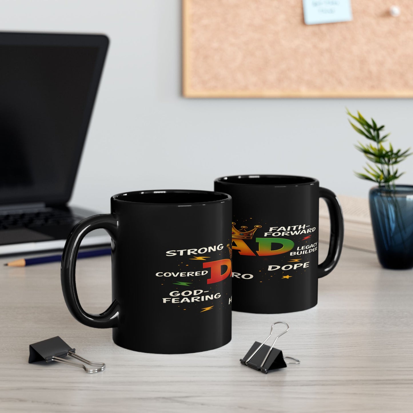 Black Dad Mug Gift – Urban and Inspirational Christian Coffee Cup Crowned DAD Faith-Based Father’s Day Gift