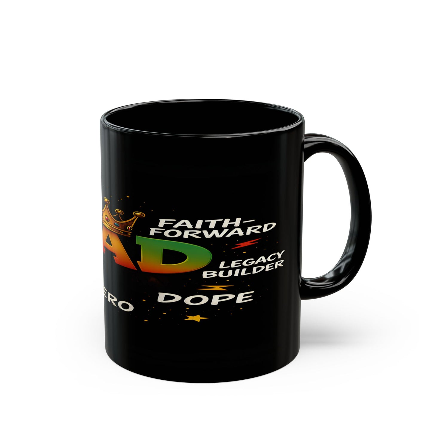 Black Dad Mug Gift – Urban and Inspirational Christian Coffee Cup Crowned DAD Faith-Based Father’s Day Gift